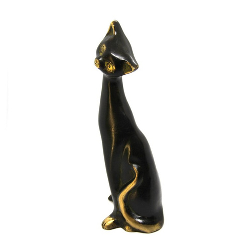 Статуэтка Кошка из бронзы тёмного цвета 24х6х9