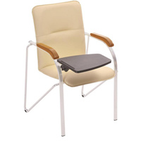 Конференц-кресло Samba светло-бежевое/бук (искусственная кожа, металл серебрянный)