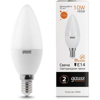 Упаковка ламп LED GAUSS E14, свеча, 10Вт, 10 шт. [33110]