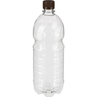 Бутылка с крышкой ПЭТ прозрачная 1 л узкое горло (100 штук в упаковке)