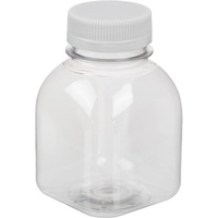Бутылка с крышкой квадратная ПЭТ прозрачная 200 мл широкое горло (400 штук в упаковке)
