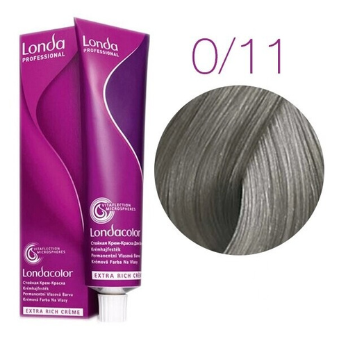 Стойкая крем-краска для волос Londa Color Extra Rich 0/11 (интенсивный пепельный микстон) 60 мл.