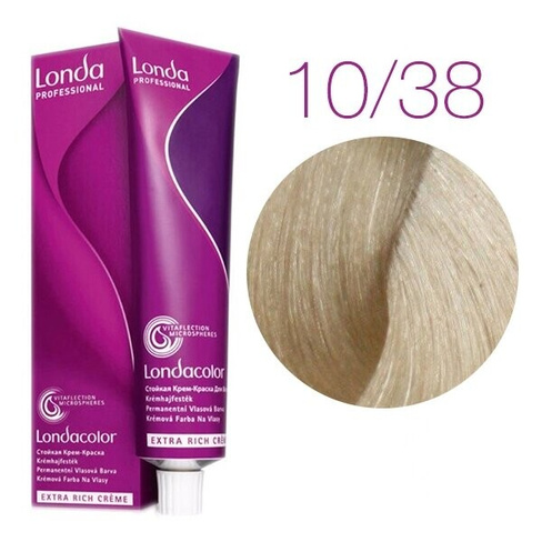 Стойкая крем-краска для волос Londa Color Extra Rich 10/38 (яркий блонд золотисто-жемчужный) 60 мл.