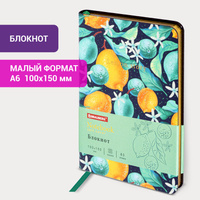 Блокнот малый формат (100х150 мм) А6, BRAUBERG VISTA "Lemon Story", под кожу, гибкий, срез фольга, 80 л., 112096