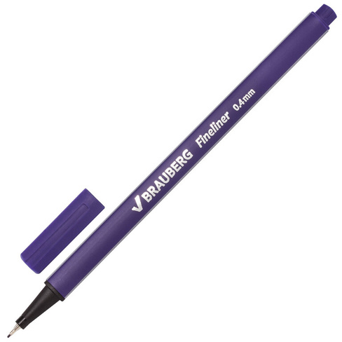 Ручка капиллярная (линер) BRAUBERG "Aero", ФИОЛЕТОВАЯ, трехгранная, металлический наконечник, линия письма 0,4 мм, 14225