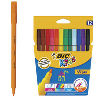 Фломастеры BIC "Kids Visa", 12 цветов, суперсмываемые, вентилируемый колпачок, европодвес, 889695, 888695