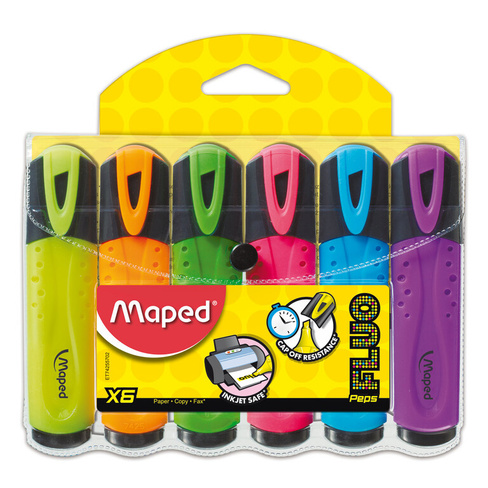 Набор текстовыделителей MAPED (Франция) 6 шт., ассорти, "Fluo Pep's Classic", линия 1-5 мм, 742557