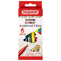 Фломастеры Пифагор "Эники-беники", 6 цветов, вентилируемый колпачок, 151400