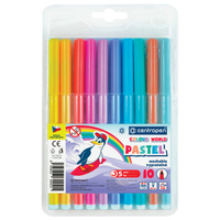 Фломастеры ПАСТЕЛЬНЫЕ 10 цветов CENTROPEN "Colour World Pastel", смываемые, 7550/10TP, 7 7550 1087