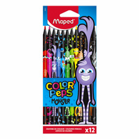 Карандаши цветные MAPED "COLOR PEP'S Black Monster", 12 цветов, трехгранные, 862612