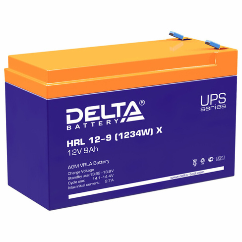 Аккумуляторная батарея для ИБП любых торговых марок, 12 В, 9 Ач, 151х65х94 мм, DELTA, HRL 12-9 (12-34W) X, HRL12-9(1234W