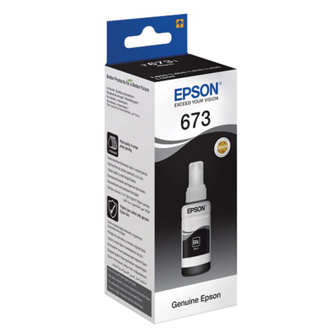 Чернила EPSON 673 (T6731) для СНПЧ Epson L800/L805/L810/L850/L1800, черные, оригиналЬНЫЕ, C13T67314A