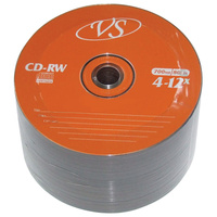 Диски CD-RW VS 700 Mb 4-12x Bulk (термоусадка без шпиля), комплект 50 шт., VSCDRWB5001