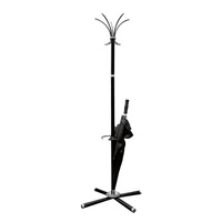 Вешалка-стойка "Классикс-ТМ3", 1,86 м, крестовина 70х70 см, 5 крючков + место для зонтов, металл, черная, Классик-ТМ3,че