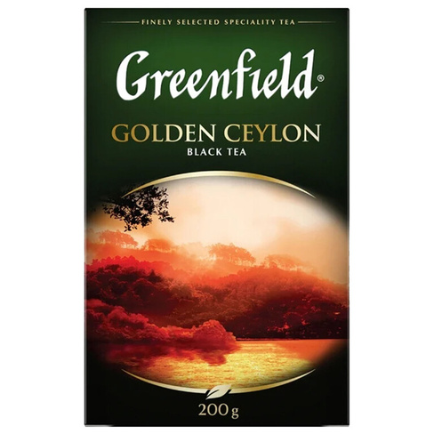 Чай листовой GREENFIELD "Golden Ceylon" черный цейлонский крупнолистовой 200 г, 0791-10