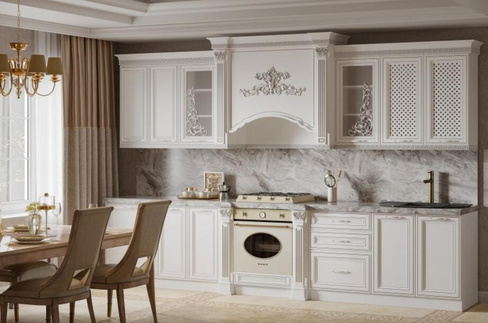 Кухня Венеция 3600 Белый/Серебро матовый Арида мебель