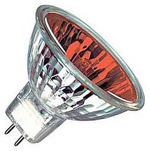 Лампа накаливания галогенная 50W 12V GU5.3 - цвет на выбор красный