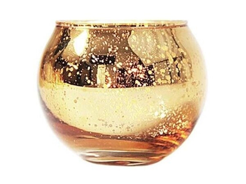 Светодиодная свеча в золотом стакане шар