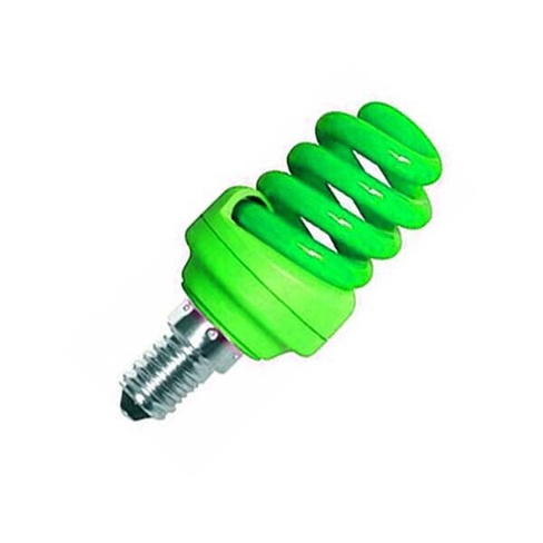 Лампа энергосберегающая 12W R43 E14, цвет свечения зеленый