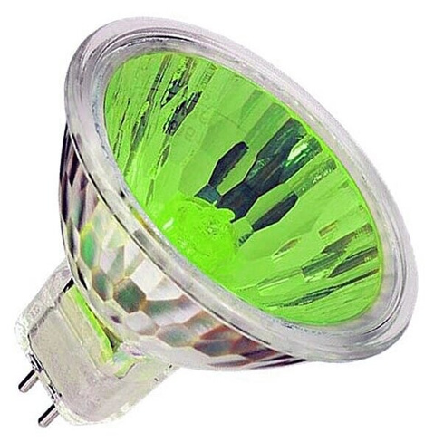 Лампа накаливания галогенная 20W 12V GU4, цвет свечения зеленый