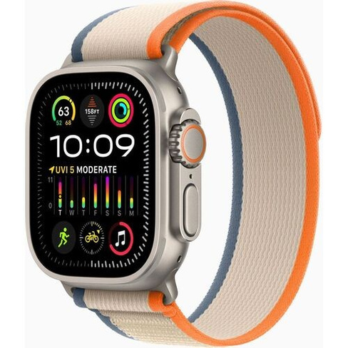 Смарт-часы Apple Watch Ultra 2 A2986, 49мм, оранжевый/бежевый/титан [mrf23ll/a]