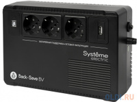 ИБП Systeme Electric Back-Save BV 600 ВА, автоматическая регулировка напряжения, 3 розетки Schuko, 230 В, 1 USB Type-A