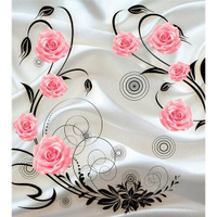Моющиеся виниловые фотообои GrandPiK Розовые розы и белые шелковые волны, 250х280 см GrandPik