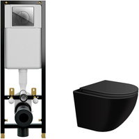 Комплект унитаза WellWant Aura WWU01122B с инсталляцией Cersanit Black 35 S-IN-BLACK-Cg-w с сиденьем Микролифт и клавише